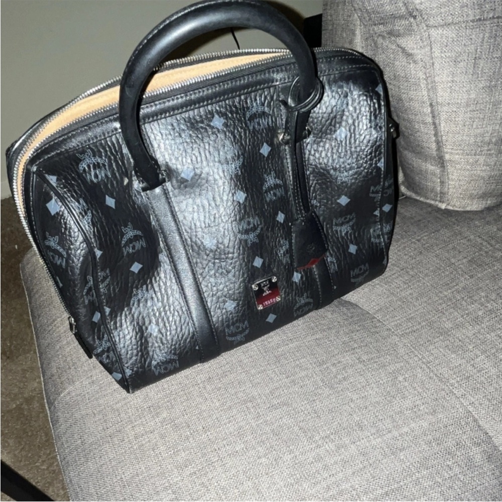 MCM Black and Grey Leather Tote